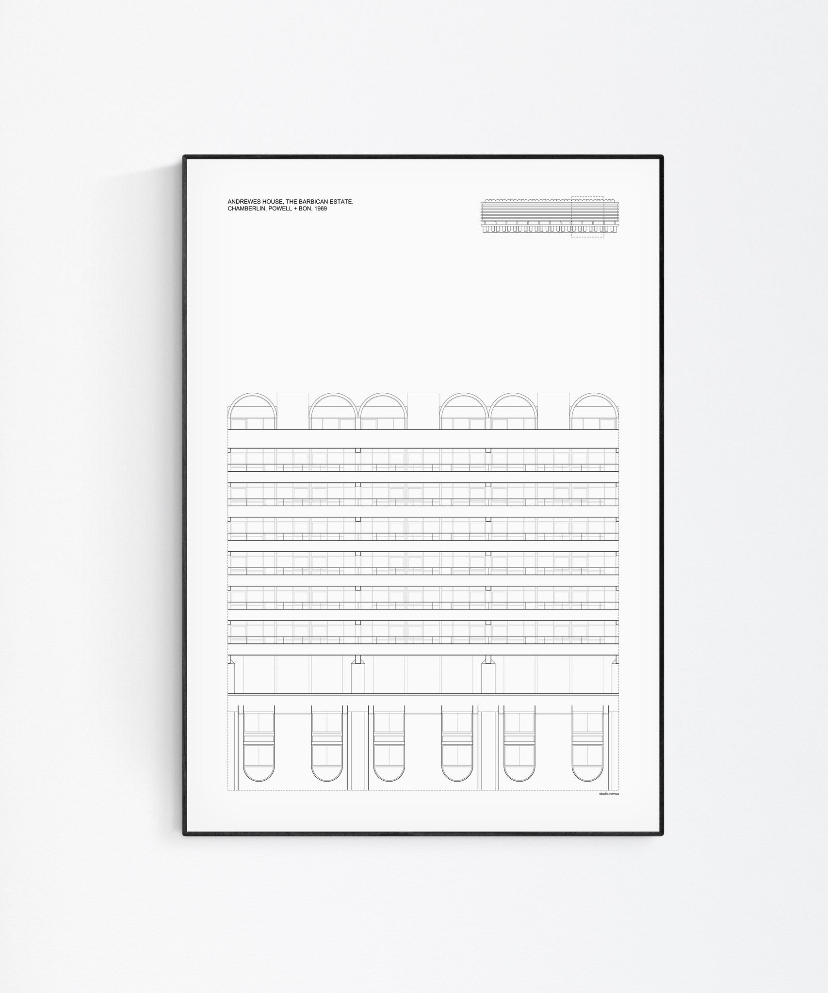 Andrewes House at the Barbican Architecture Print by Studio Romuu - Elevation