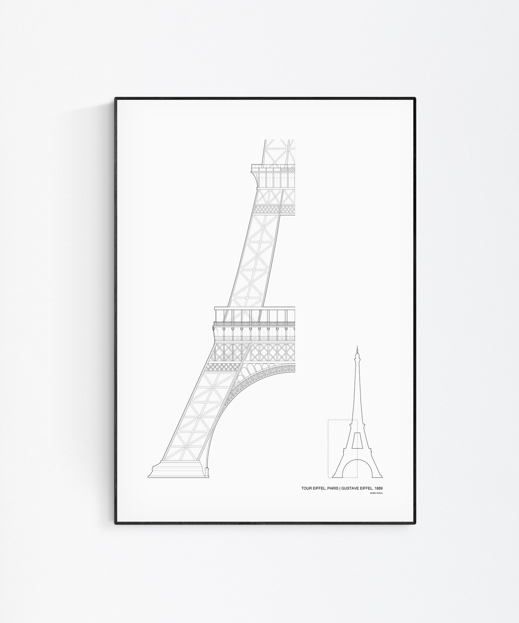 The Eiffel Tower Architecture Print by Studio Romuu - Wall Art