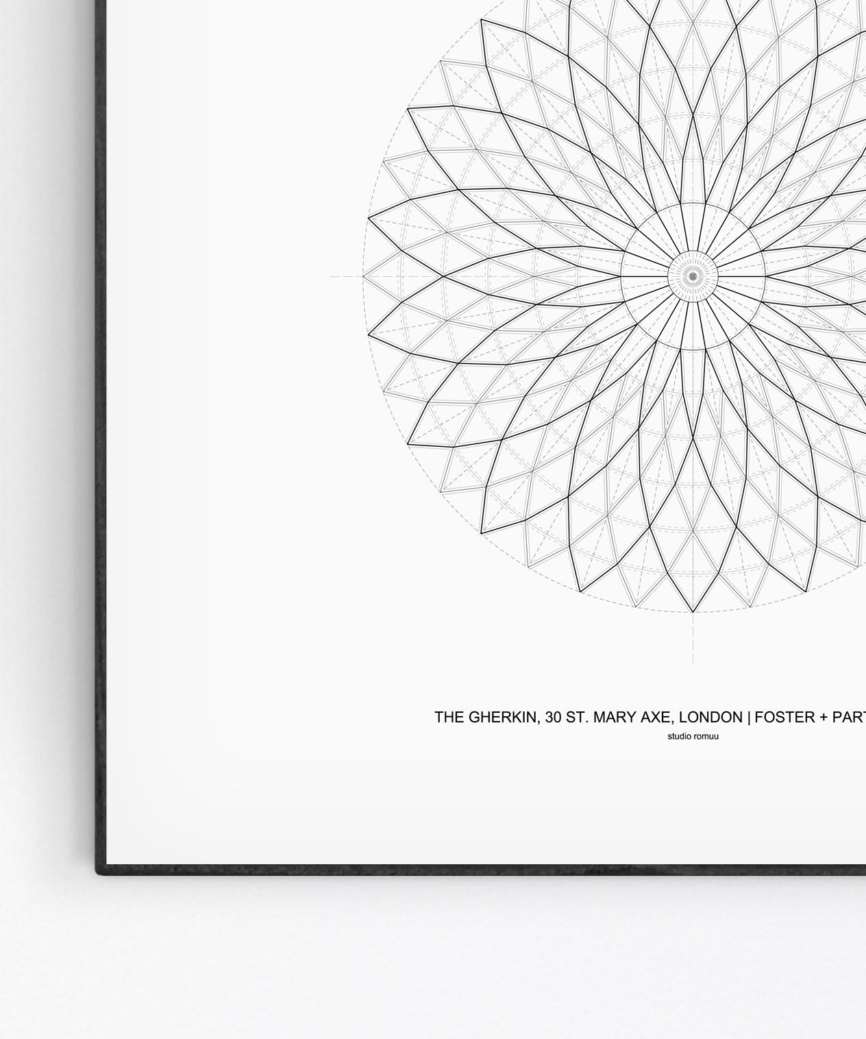 The Gherkin Architectural Print by Studio Romuu - Close up